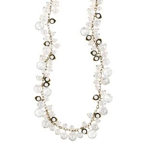 Pearl + Crystal Drops Long Necklace